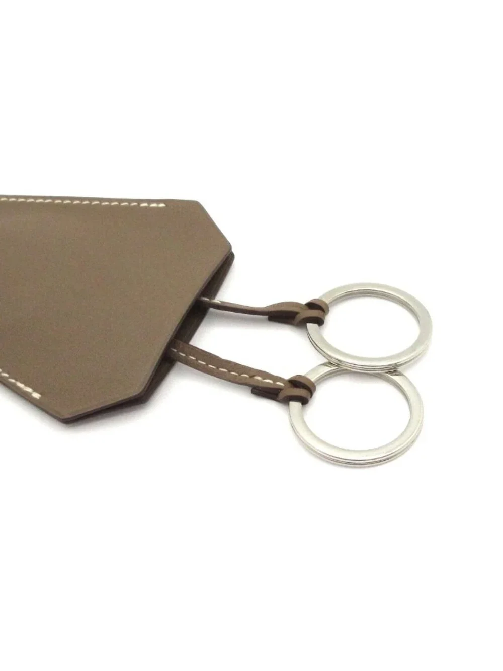 Hermes Necklace Clochette Etoupe Long Silver 2 Key Rings